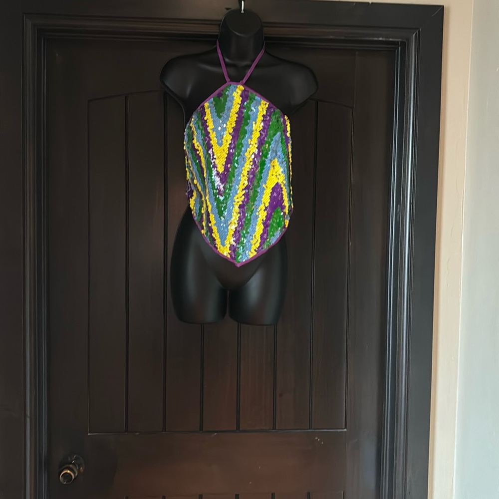 Nasty Gal Sequin Halterneck Crop Top (NWT)